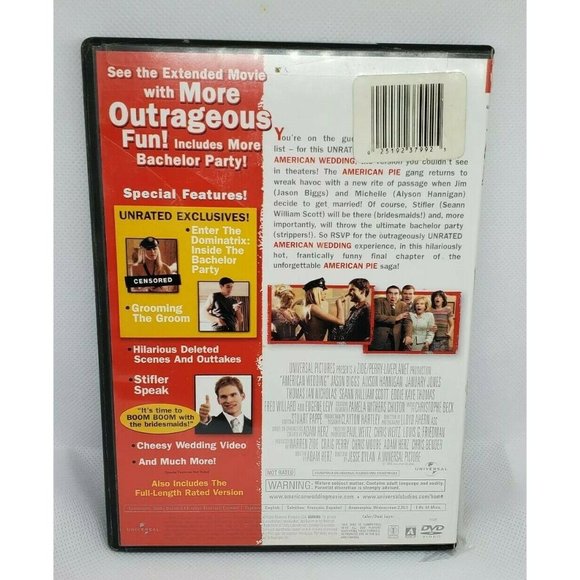 American Wedding DVD 2004 Widescreen Unrated Extended Party Edition No Scratches - Picture 9 of 9
